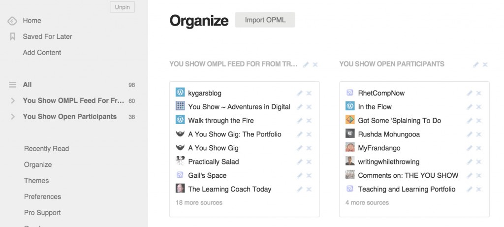 Import OPML files to mass subscribe to blog feeds